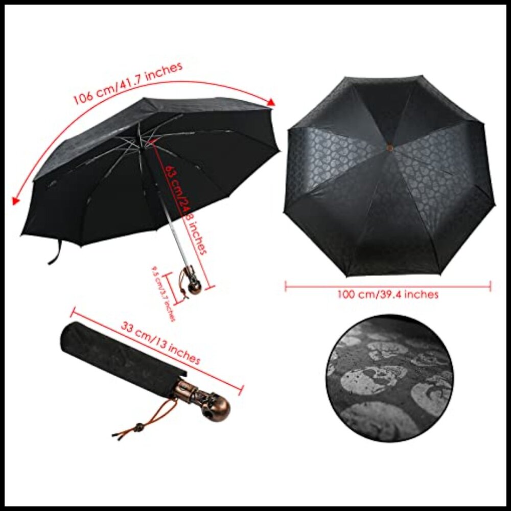 Skull Pattern Folding Umbrella Automatic Open Clo… - image 2